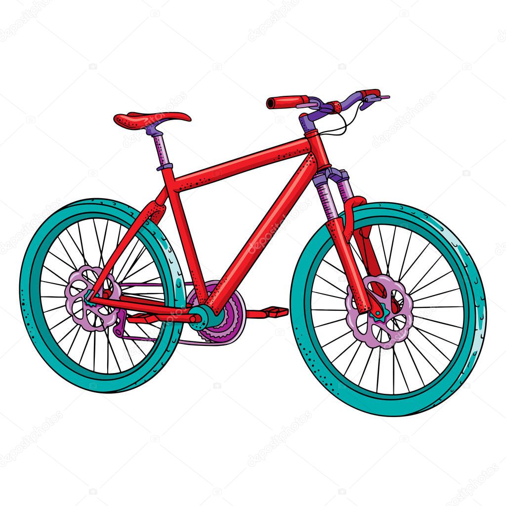 Bicycle. International Bicycle Day. Bicycle drawn in cartoon style. Vector illustration for design and decoration.