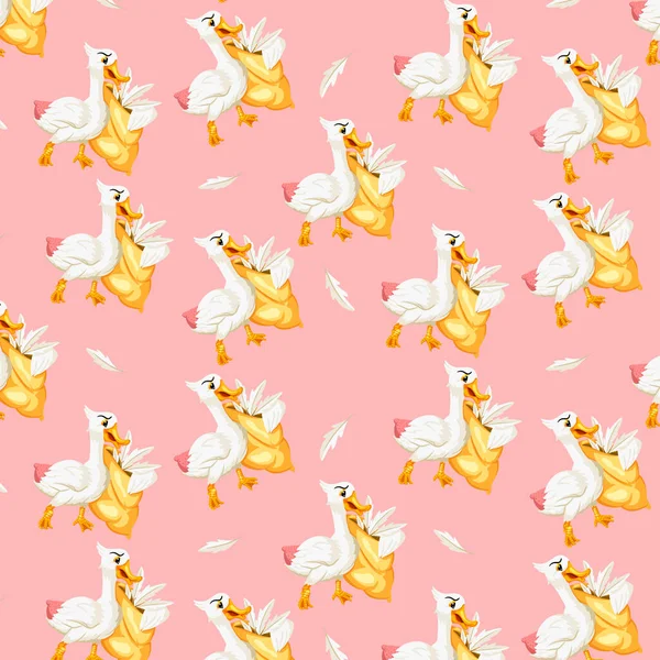 Hayvan karakterleri. Kaz tüyü yastıklı komik kaz. Çizgi film tarzı. Kusursuz desen. Kitapları resmetmek için. Çocuk çizimi.