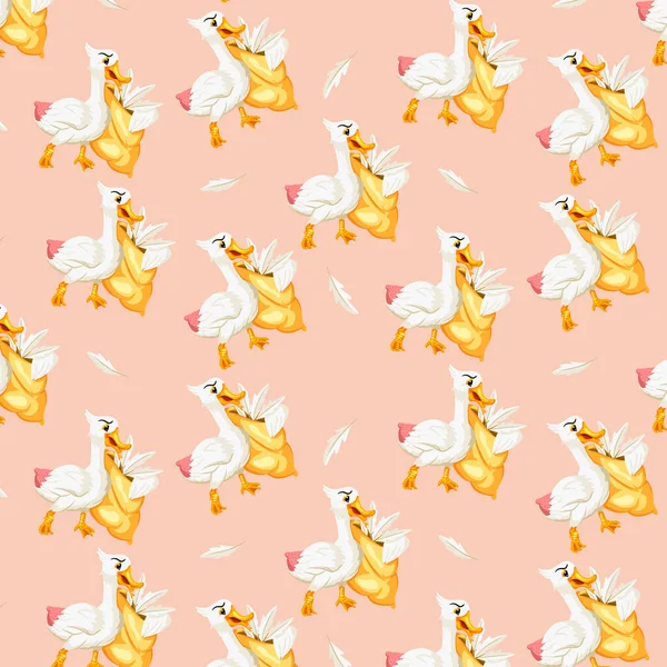 Hayvan karakterleri. Kaz tüyü yastıklı komik kaz. Çizgi film tarzı. Kusursuz desen. Kitapları resmetmek için. Çocuk çizimi.