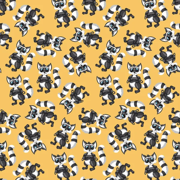 Animal Characters Funny Raccoon Mask Sleeping Seamless Pattern Cartoon Style — Stock Vector