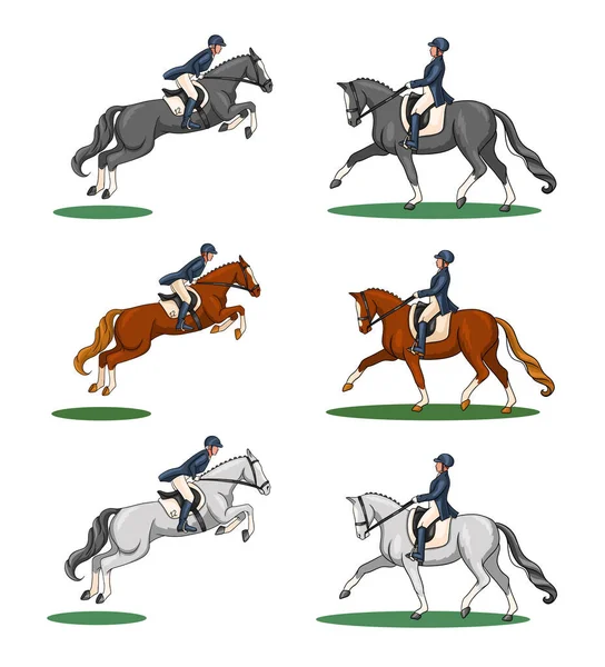 Lovaglás Díjazás Show Jumping Kész Egy Lovagol Egy Lovon Átugrik — Stock Vector