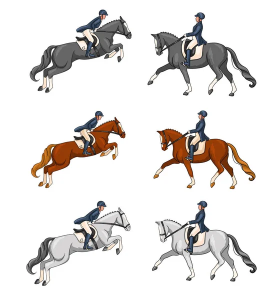 Lovaglás Díjazás Show Jumping Kész Egy Lovagol Egy Lovon Átugrik — Stock Vector