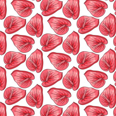 Çizgi film tarzında egzotik çiçekli tropik desenler. Tasarım ve arkaplan için parlak yaz baskısı.