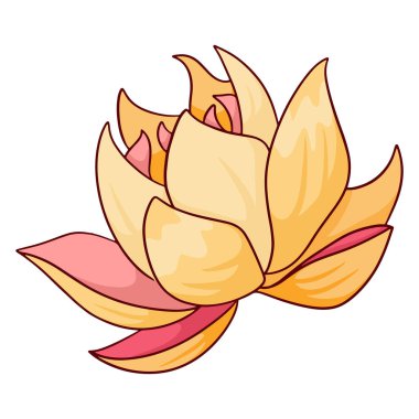 Çizgi film tarzında tropik bir çiçek. Beyaz arkaplanda izole edilmiş tasarım için vektör illüstrasyonu.