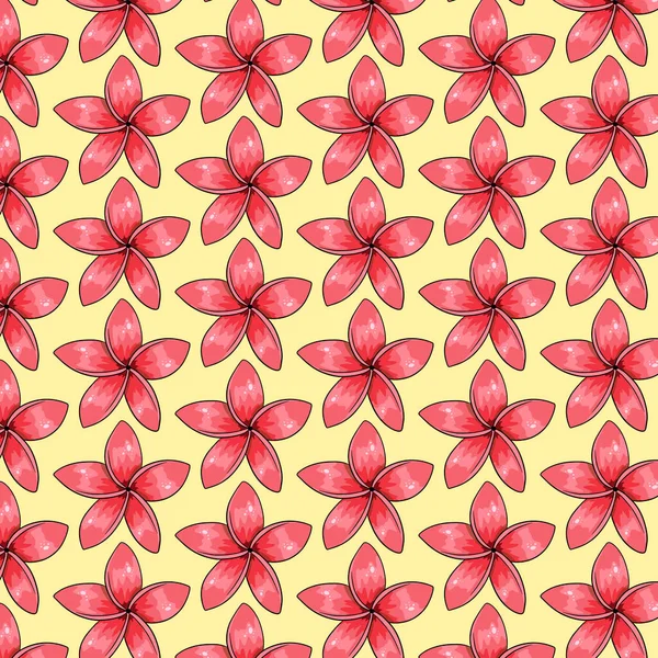Modèle Tropical Avec Des Fleurs Exotiques Dans Style Dessin Animé — Image vectorielle