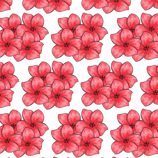 Modèle Tropical Avec Des Fleurs Exotiques Dans Style Dessin Animé — Image vectorielle