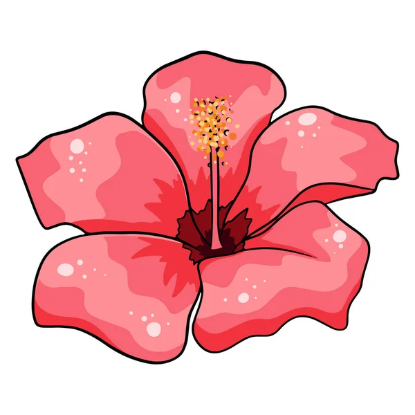 Tropiska Växt Ljusa Blomma Tecknad Stil Vektor Illustration För Design — Stock vektor