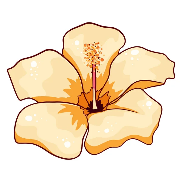 Pianta Tropicale Fiore Luminoso Stile Cartone Animato Illustrazione Vettoriale Design — Vettoriale Stock