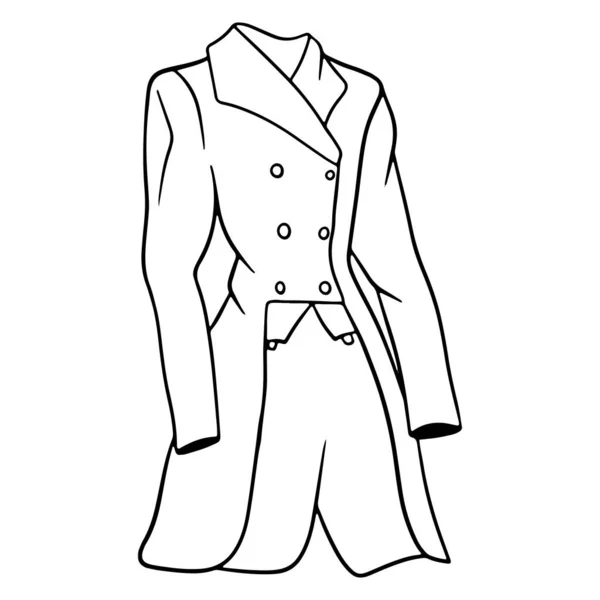 Ropa Jinete Traje Para Ilustración Chaqueta Jinete Libro Para Colorear — Vector de stock