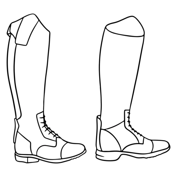 Oblečení Jezdce Oblečení Pro Žokejové Boty Ilustrace Line Stylu Omalovánky — Stockový vektor