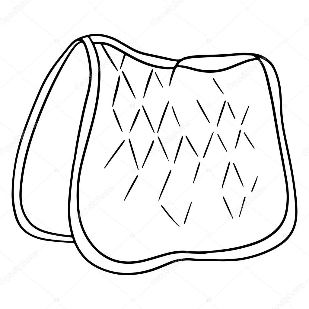 Harness for a horse saddle cloth for riding vector illustration in line style for a coloring book. Single illustration on a white background for design and decoration.