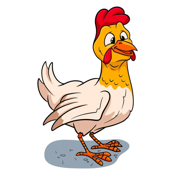 Tierfigur Lustige Huhn Cartoon Stil Kinderillustration Vektor Isoliert Auf Weißem — Stockvektor
