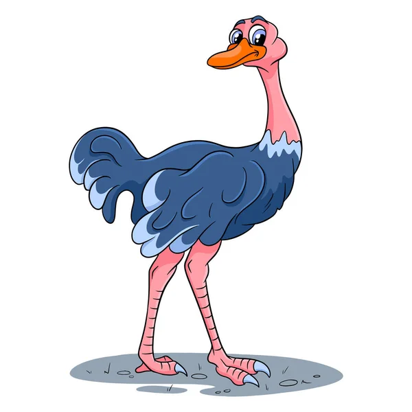 Caráter Animal Avestruz Engraçado Estilo Cartoon Ilustração Infantil Vetor Isolado — Vetor de Stock
