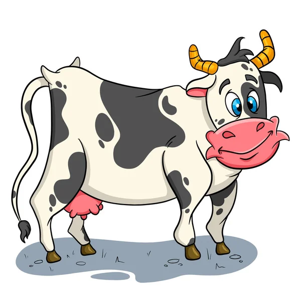 Animal Character Funny Cow Cartoon Style Children Illustration Vector Isolated — Stock Vector