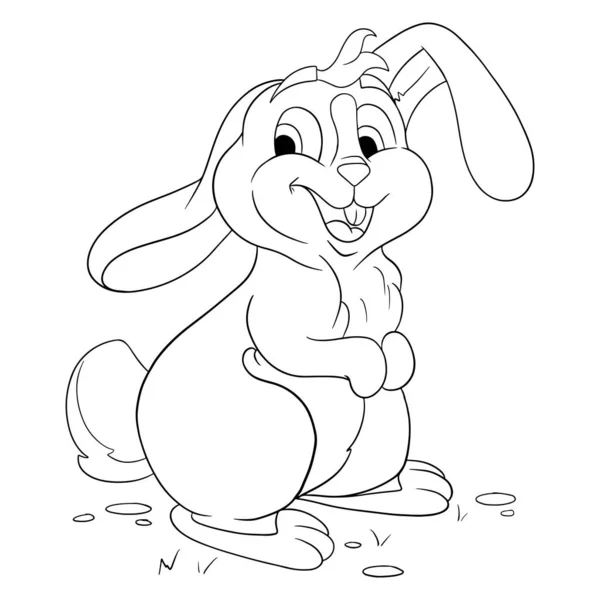 Animal Personaje Divertido Conejo Línea Estilo Libro Para Colorear Ilustración — Vector de stock