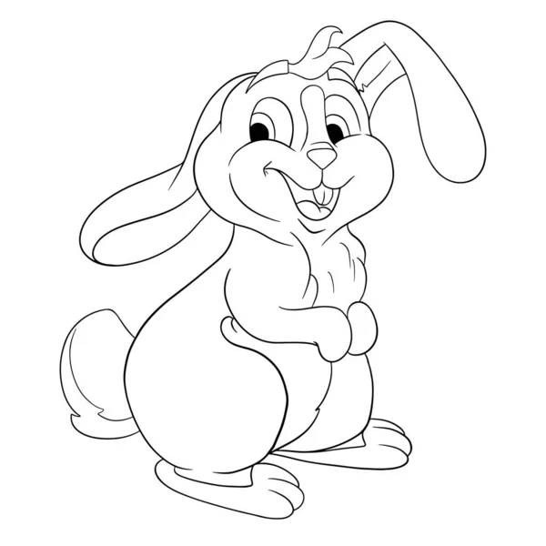 Animal Personaje Divertido Conejo Línea Estilo Libro Para Colorear Ilustración — Vector de stock