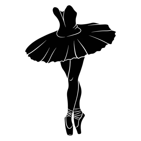 Balletto Gambe Ballerina Tutù Punta Silhouette Illustrazione Vettoriale Design Decorazione — Vettoriale Stock