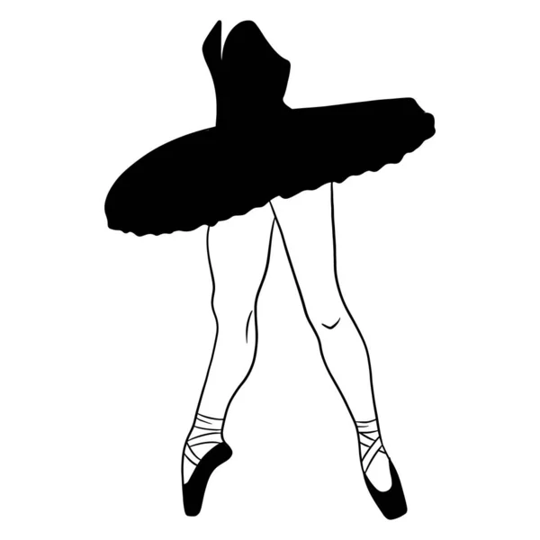 Balett Ballerinas Ben Tutu Och Pointe Silhuett Vektor Illustration För — Stock vektor