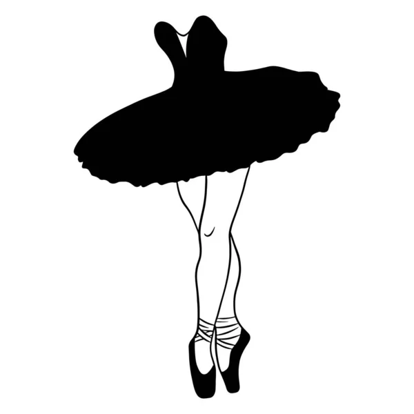 Ballet Ballerina Benen Een Tutu Pointe Silhouet Vector Illustratie Voor — Stockvector