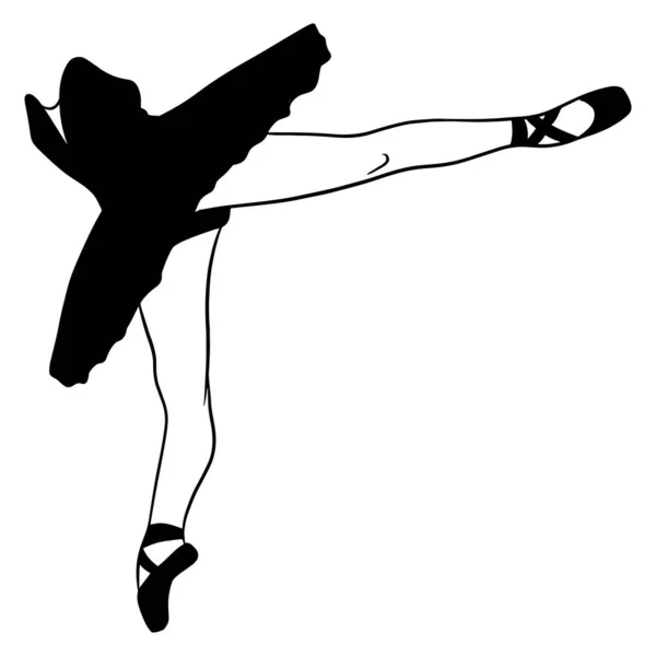 Ballet Jambes Ballerine Dans Tutu Pointe Silhouette Illustration Vectorielle Pour — Image vectorielle