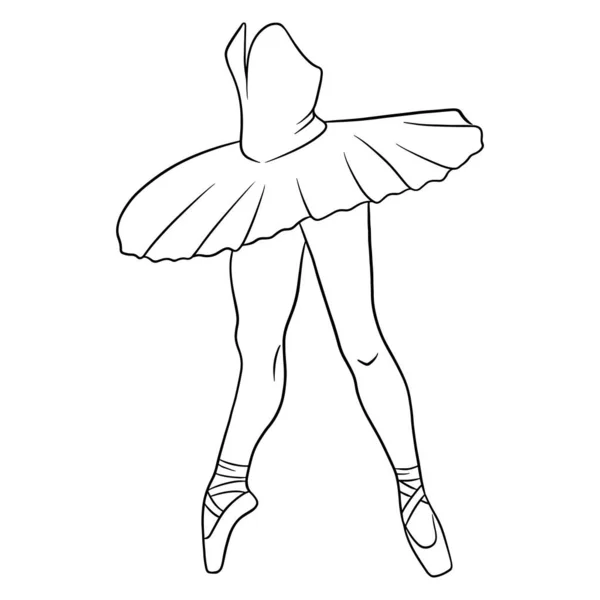 Ballet Patas Bailarina Tutú Punta Arte Línea Ilustración Vectorial Para — Vector de stock