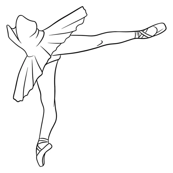 Ballet Jambes Ballerine Dans Tutu Pointe Art Linéaire Illustration Vectorielle — Image vectorielle