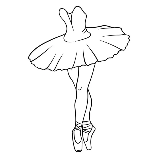 Ballet Patas Bailarina Tutú Punta Arte Línea Ilustración Vectorial Para — Vector de stock