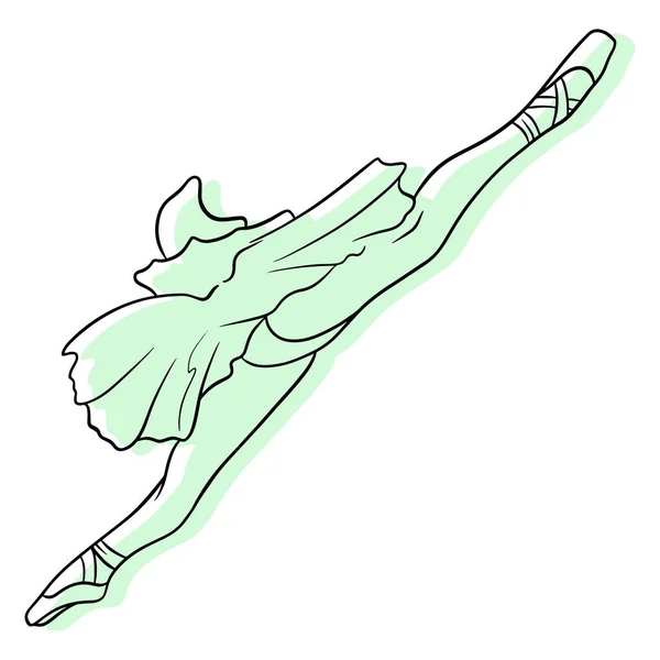 Ballet Jambes Ballerine Dans Tutu Pointe Art Linéaire Illustration Vectorielle — Image vectorielle