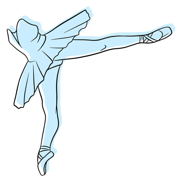 Balet Ballerininy Nohy Sukni Špičce Linkové Umění Vektorová Ilustrace Pro — Stockový vektor