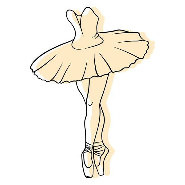 Ballet Pernas Bailarina Tutu Ponta Arte Linha Ilustração Vetorial Para — Vetor de Stock