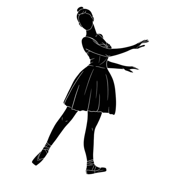 芭蕾舞女穿着连衣裙和尖尖的鞋子 舞蹈家 用于设计和装饰的矢量插图 — 图库矢量图片