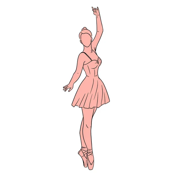 Ballerine Robe Chaussures Pointes Style Ligne Une Danseuse Illustration Vectorielle — Image vectorielle