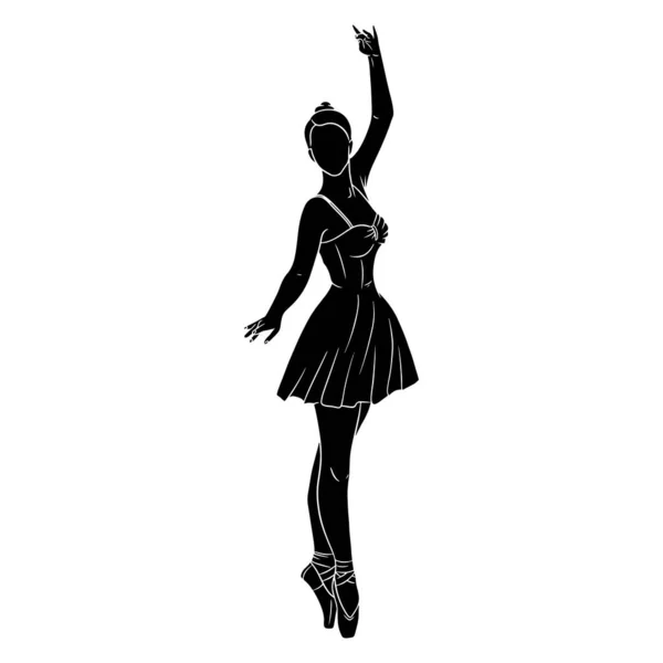 Bailarina Zapatos Vestir Puntas Silueta Bailarina Ilustración Vectorial Para Diseño — Vector de stock