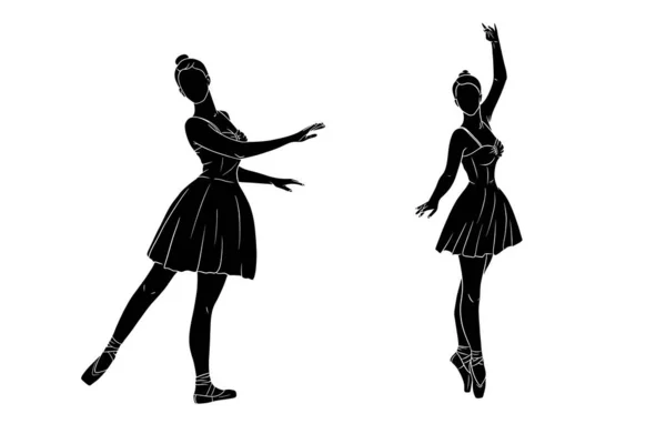 Ballerina Jurk Puntschoenen Silhouet Een Danseres Vector Illustratie Voor Ontwerp — Stockvector