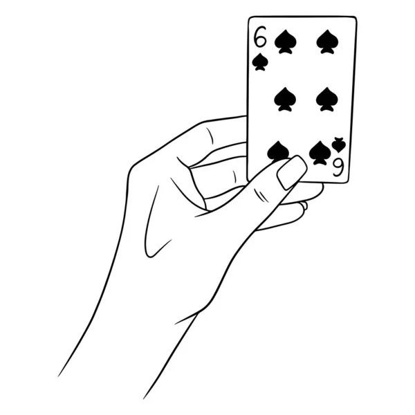 Apostando Jugando Las Cartas Casino Suerte Fortuna Seis Picas Estilo — Vector de stock