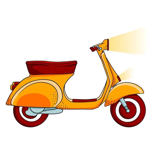 配達や都市旅行のための黄色のスクーター 漫画風 デザインと装飾のためのベクトルイラスト — ストックベクタ