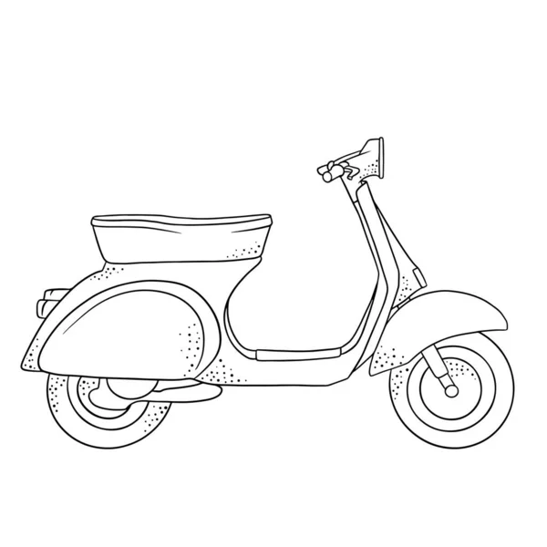 Vehículo Scooter Para Entrega Viaje Por Ciudad Estilo Línea Ilustración — Vector de stock