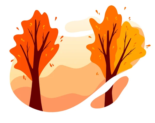 Осенний фон. Осенние деревья парка в ярких цветах, желтый, оранжевый. — стоковый вектор