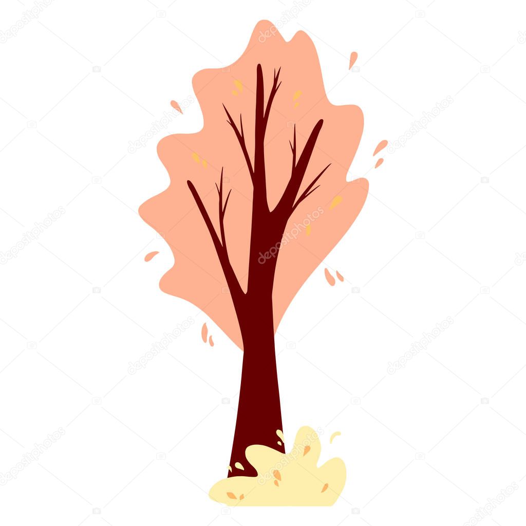 Abstract autumn tree. Ornamental plant. Cartoon style. Vector illustration for the design of postcards, banners.