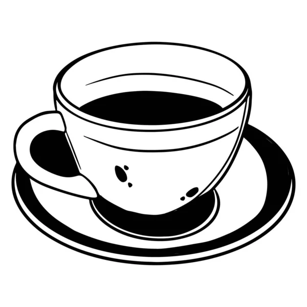 Desayuno Una Taza Caliente Una Taza Vidrio Platillo Vidrio Estilo — Archivo Imágenes Vectoriales