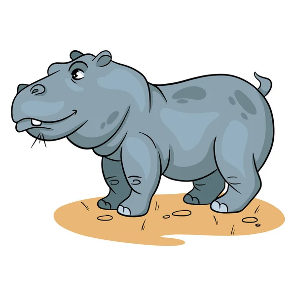 Personnage Animal Drôle Hippopotame Dans Style Dessin Animé Illustration Pour — Image vectorielle