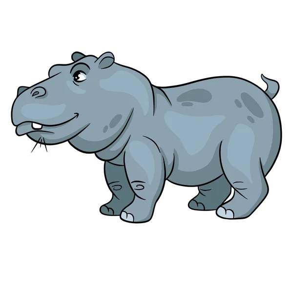 Animal Character Funny Hippo Cartoon Style Children Illustration Vector Illustration — Stock Vector