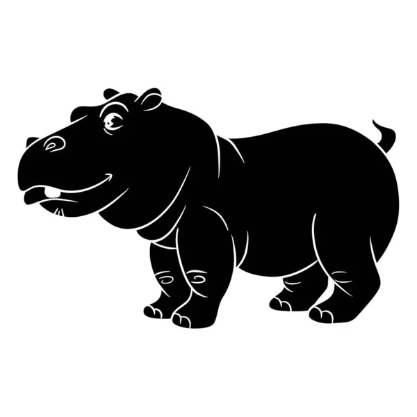 Caractère Animal Drôle Silhouette Hippopotame Illustration Pour Enfants Illustration Vectorielle — Image vectorielle