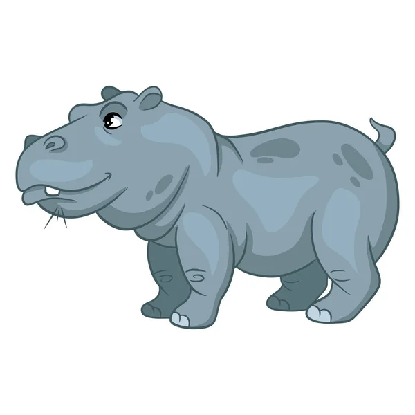 Animal Character Funny Hippo Cartoon Style Children Illustration Vector Illustration — Stock Vector