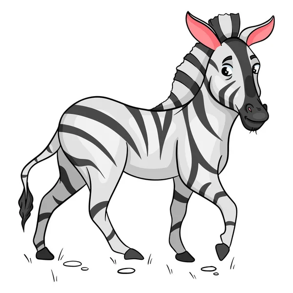 Djur Karaktär Rolig Zebra Tecknad Stil Barnens Illustration Vektor Illustration — Stock vektor