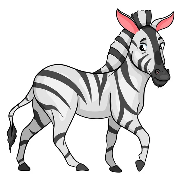Djur Karaktär Rolig Zebra Tecknad Stil Barnens Illustration Vektor Illustration — Stock vektor