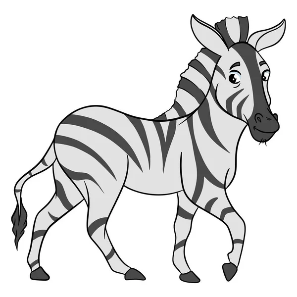 Djur Karaktär Rolig Zebra Tecknad Stil Barnens Illustration Vektor Illustration — Stock vektor