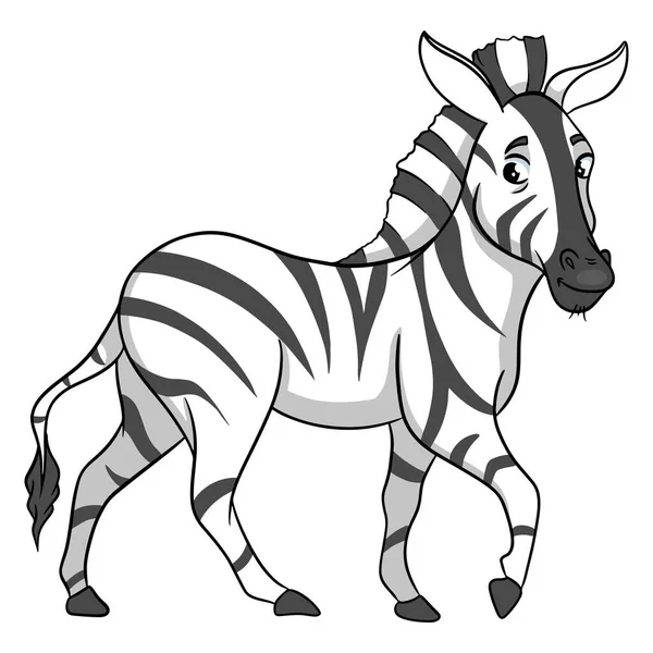 Djur Karaktär Rolig Zebra Linje Stil Barnens Illustration Vektor Illustration — Stock vektor