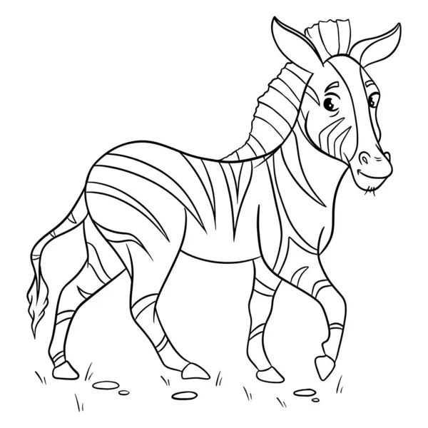 Animale Personaggio Divertente Zebra Stile Linea Illustrazione Bambini Illustrazione Vettoriale — Vettoriale Stock