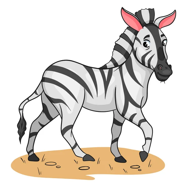 Zwierzę Postać Śmieszne Zebra Stylu Kreskówki Ilustracja Dla Dzieci Wektor — Wektor stockowy